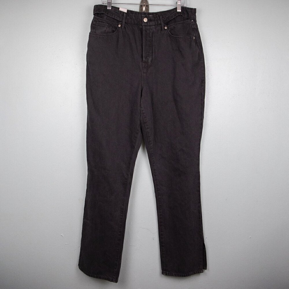 Good American Good Boy slit waistband black jeans NWT-14/32